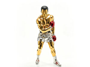 Large Boxing Champion Statue | Life-Size Gold Chrome Resin Sculpture for Gym & Luxury Spaces