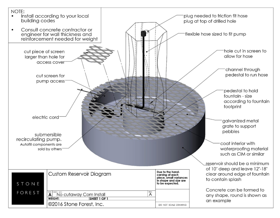 sculpture's foundation and anchoring drawings